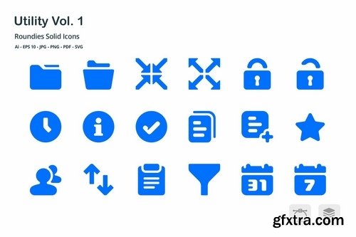 Utility Roundies Solid Glyph Icons