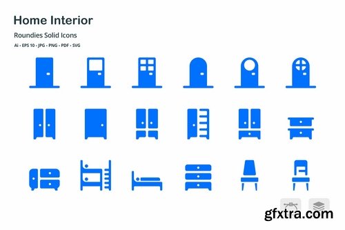 Home Interior Roundies Solid Glyph Icons