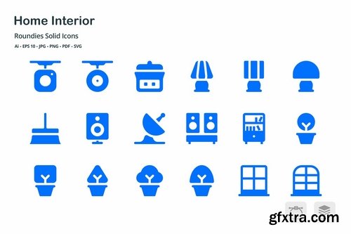 Home Interior Roundies Solid Glyph Icons