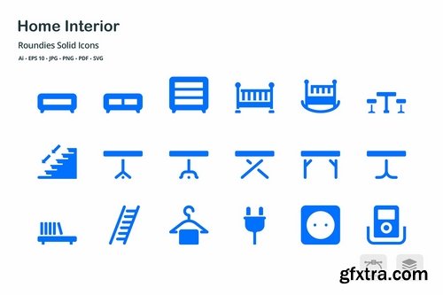 Home Interior Roundies Solid Glyph Icons