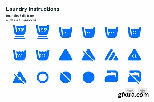 Laundry Instructions Roundies Solid Glyph Icons