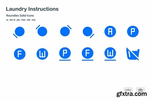 Laundry Instructions Roundies Solid Glyph Icons