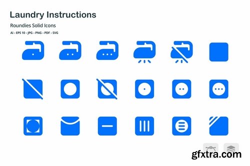 Laundry Instructions Roundies Solid Glyph Icons