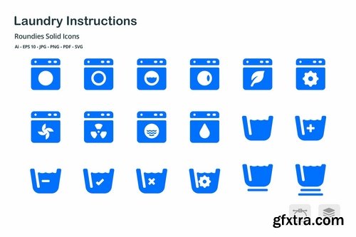 Laundry Instructions Roundies Solid Glyph Icons