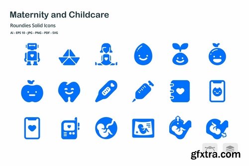 Maternity and Childcare Roundies Solid Glyph Icons