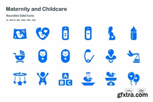 Maternity and Childcare Roundies Solid Glyph Icons