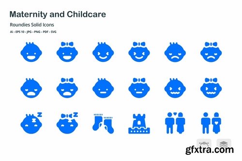 Maternity and Childcare Roundies Solid Glyph Icons