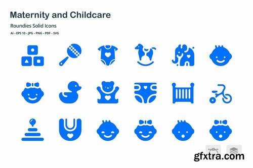 Maternity and Childcare Roundies Solid Glyph Icons