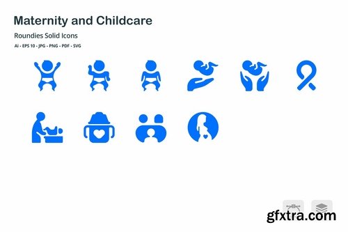 Maternity and Childcare Roundies Solid Glyph Icons