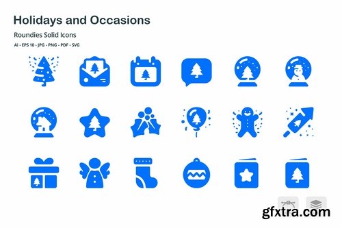 Holidays and Occasions Roundies Solid Glyph Icons