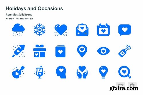 Holidays and Occasions Roundies Solid Glyph Icons