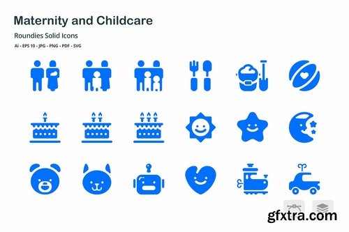 Maternity and Childcare Roundies Solid Glyph Icons