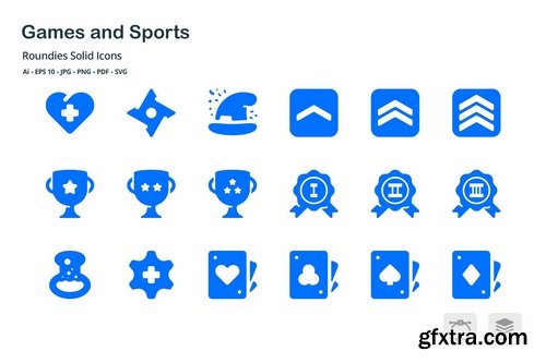 Games and Sports Roundies Solid Glyph Icons