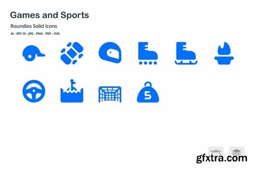 Games and Sports Roundies Solid Glyph Icons