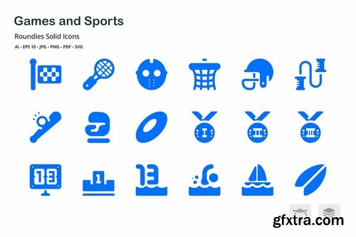 Games and Sports Roundies Solid Glyph Icons