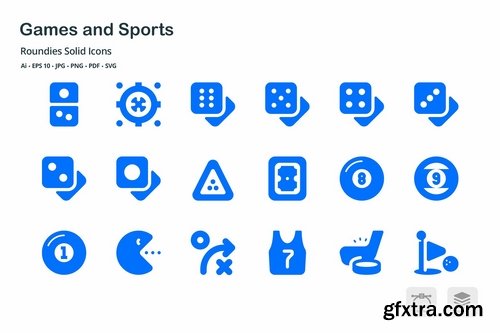 Games and Sports Roundies Solid Glyph Icons