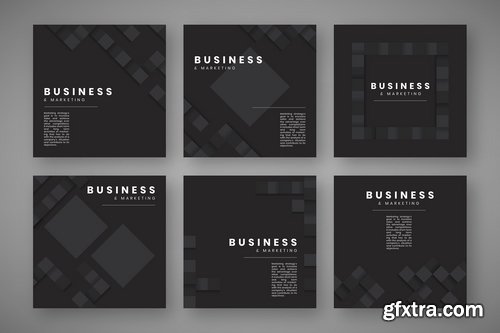 Black website banner design vector set