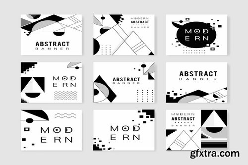 Modern black and white geometric banner templates