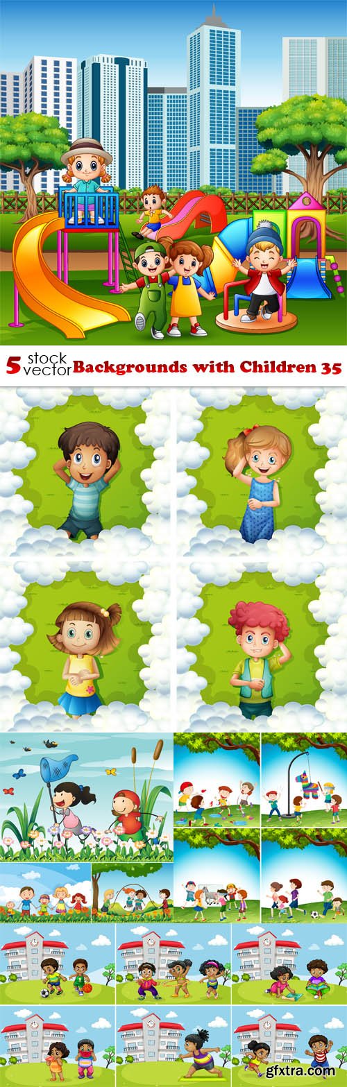 Vectors - Backgrounds with Children 35