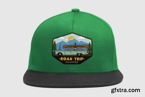 Road Trip Mountain Logo Vintage Camp Badge Patch