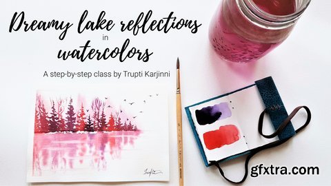 Watercolor Landscape - Dreamy Lake Reflections