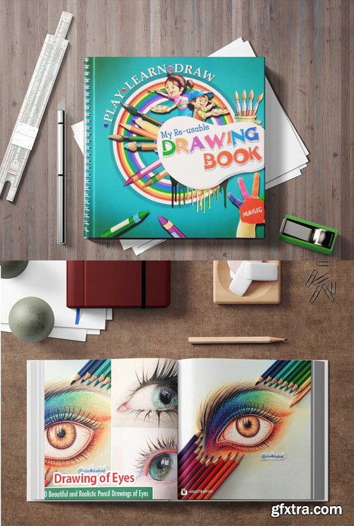 Premium Stationary Book Artwork Design PSD Mockup
