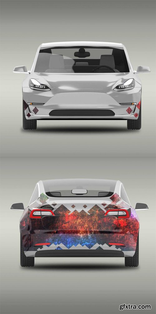 Premium Electric Car Front Back PSD Mockup