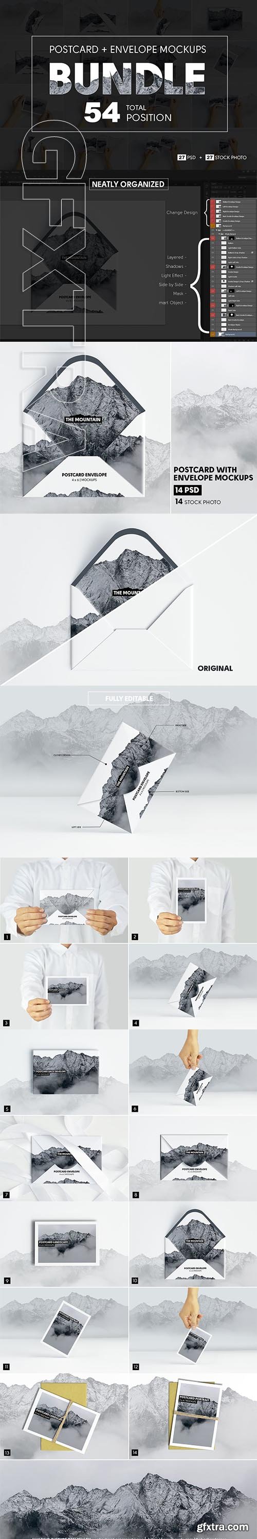 CreativeMarket - Postcard With Envelope Mockups BUNDLE 2920794