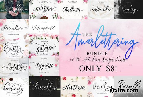 The Amarlettering Bundle of 16 Modern Script Fonts