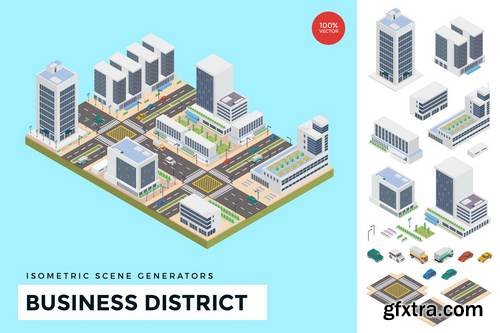 Isometric Business District Vector Scene Creator