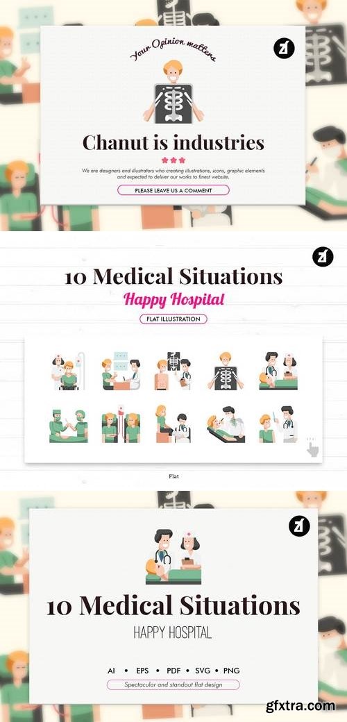 10 Medical Situations elements in flat design