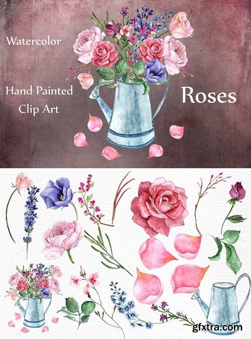 CM - Watercolor roses clipart 600858