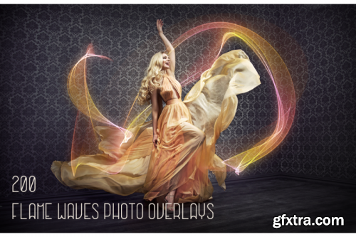 200 Flame Waves Photo Overlays