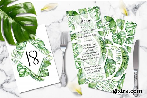 CreativeMarket - Tropical Greenery Wedding Suit 3499110