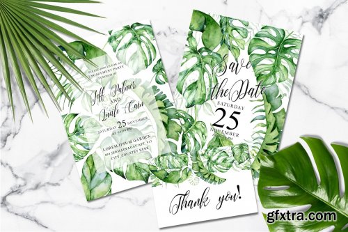 CreativeMarket - Tropical Greenery Wedding Suit 3499110