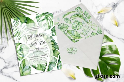 CreativeMarket - Tropical Greenery Wedding Suit 3499110