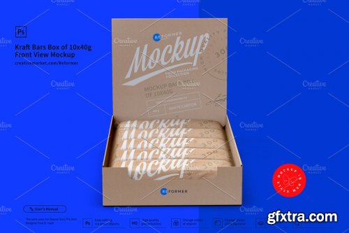 CreativeMarket - Kraft Bars Box of 10x40g Front View 3405471