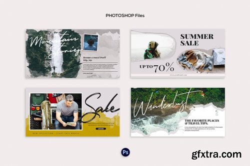 CreativeMarket - Facebook Post Banners Watercolor 2628272