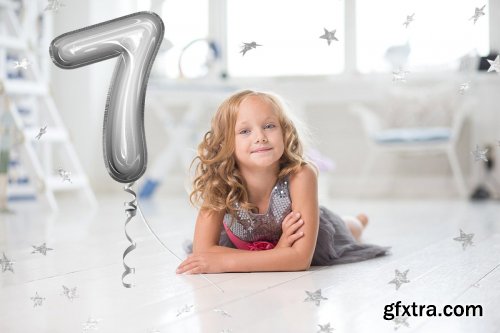 CreativeMarket - Foil Number Balloons Photo Overlays 3569025