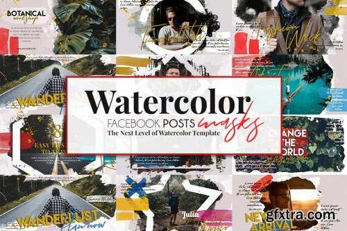 CreativeMarket - Post Banners Watercolor Masks 2990654