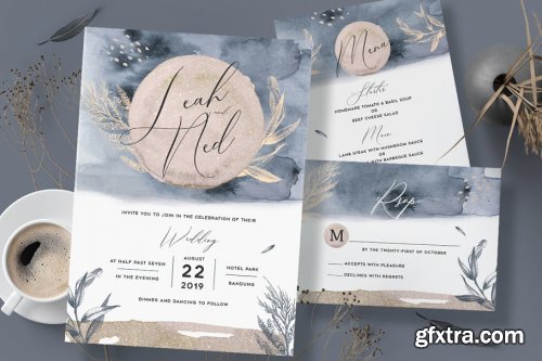 CreativeMarket - Watercolor Wedding Invitation 3586587