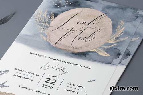 CreativeMarket - Watercolor Wedding Invitation 3586587