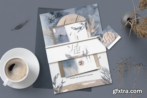 CreativeMarket - Watercolor Wedding Invitation 3586587