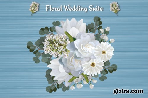 White Floral Wedding Invitation Suite