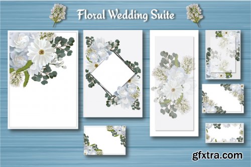 White Floral Wedding Invitation Suite