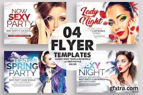 CreativeMarket - 4 Ladies Night Out Party Flyers 3582284