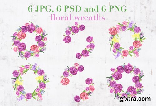 CreativeMarket - Spring Garden Watercolor Set 3605261