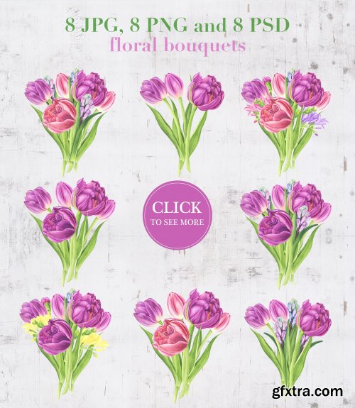 CreativeMarket - Spring Garden Watercolor Set 3605261