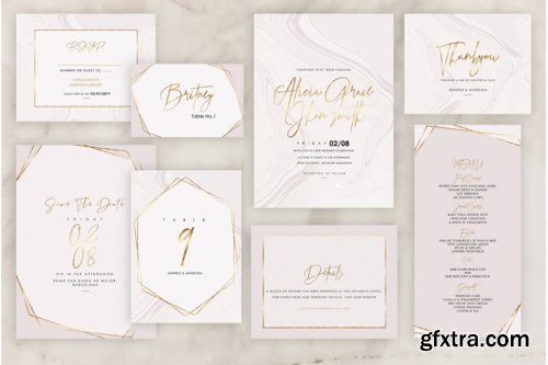 Rose Marble Wedding Invitation 11