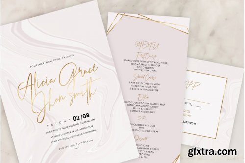 Rose Marble Wedding Invitation 11